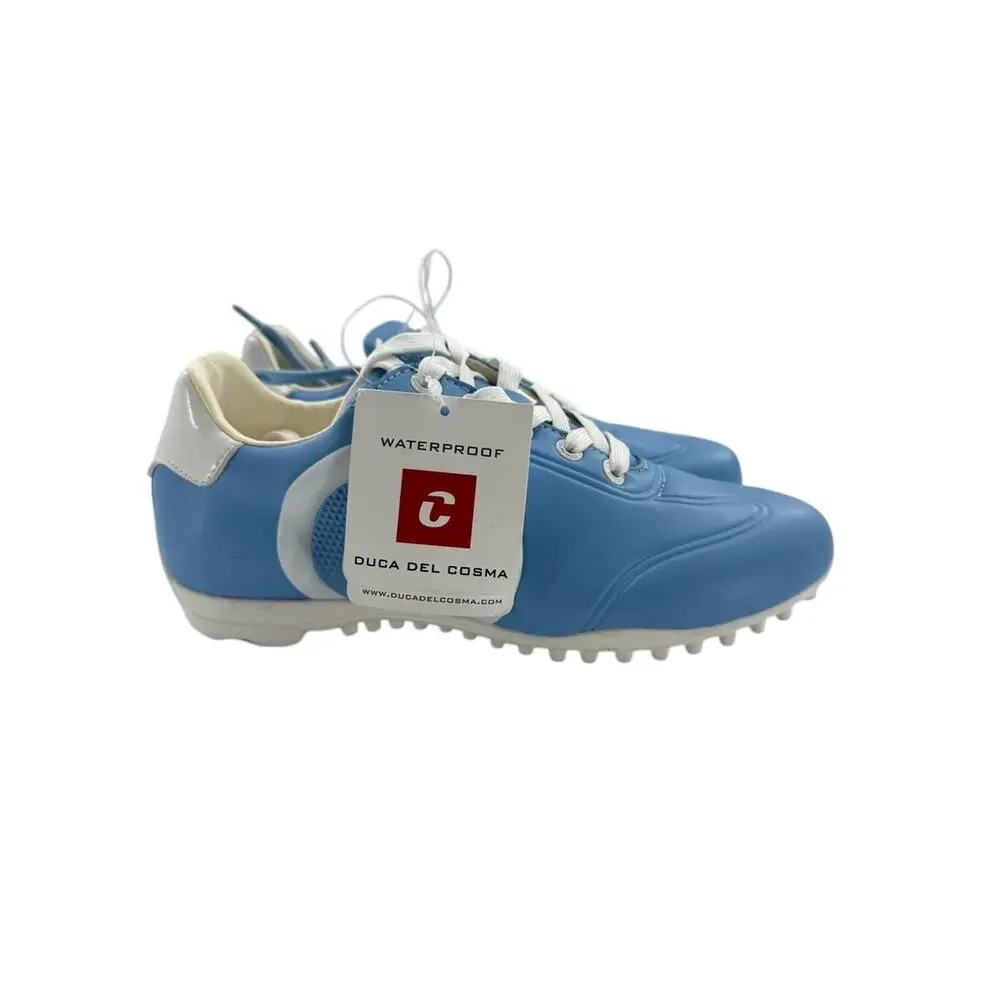NWT DUCA DEL COSMA Queenscup Women's Spikeless Golf Shoes Baby Blue White Size 7